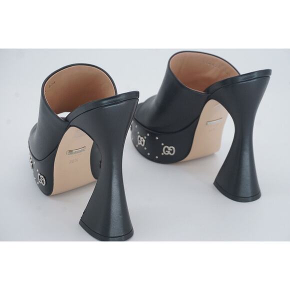 Gucci Malaga Black Open Toe Slide Mule GG Logo Platform Sandals SZ 38.5 $1190 - Picture 12 of 12